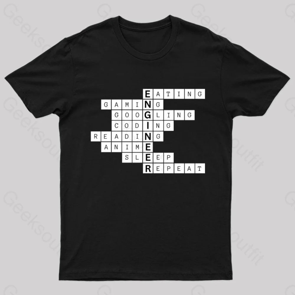 Nerdy Engineer Puzzle Crossword Geek T-Shirt Nerdy Engineer Puzzle Crossword Geek T-Shirt