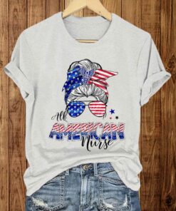 American Patriotic Nurse Messy Bun Shirt 3 American Patriotic Nurse Messy Bun Shirt 4