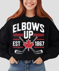 Elbows Up Canada EST 1867 Hockey Sweatshirt