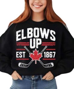 Elbows Up Canada EST 1867 Hockey Sweatshirt
