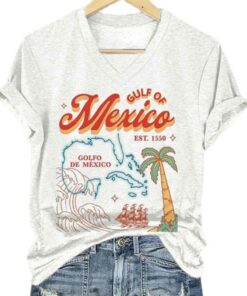 Golfo De Mexico Retro Gulf Of Mexico Est.1550 Print T-Shirt