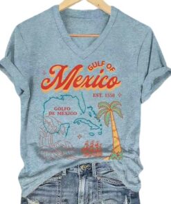 Golfo De Mexico Retro Gulf Of Mexico Est.1550 Print T-Shirt