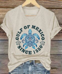 Gulf Of Mexico Since 1550 V Neck T Shirt 4