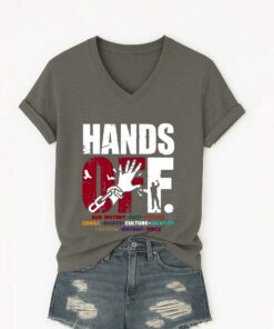 Hands Off V Neck T Shirt 5