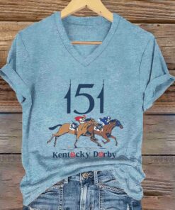 Kentucky Derby The 151st V Neck T Shirt 4