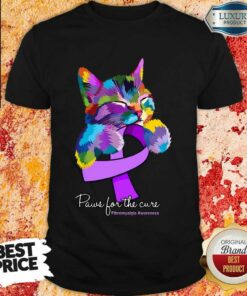 Cat Fibromyalgia Awareness Paws For The Cure Shirt