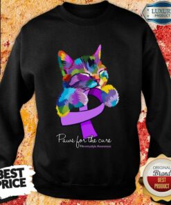 Cat Fibromyalgia Awareness Paws For The Cure Shirt 4