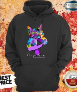 Cat Fibromyalgia Awareness Paws For The Cure Shirt 5