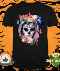 Colorful Sugar Skull Camila Buttlefly Girl D�a De Los Muertos Halloween Shirt