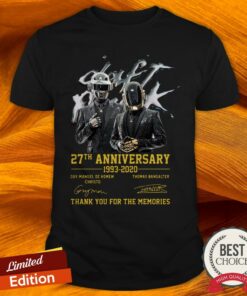Daft Punk Electronic Music 27th Anniversary 1993-2020 Signature Thank You For The Memories Shirt
