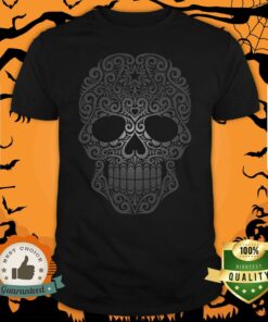 Dark Swirling Sugar Skull Day Of The Dead Muertos Shirt