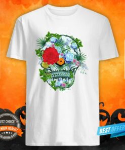 Day Of The Dead Skull Blue Ice Flowers Sugar Skull Shirt