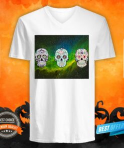 Green Nebula Sugar Skulls Day Of The Dead Shirt 3
