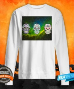 Green Nebula Sugar Skulls Day Of The Dead Shirt 4