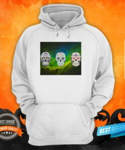 Green Nebula Sugar Skulls Day Of The Dead Shirt 5