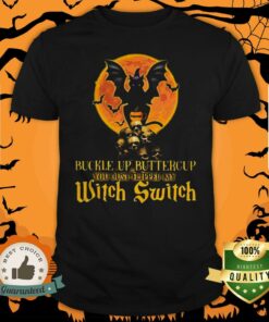 Halloween Cat Skulls Buckle Up Buttercup You Just Flipped My Witch Switch Shirt