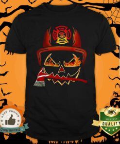 Halloween Pumpkin Firefighter Fireman Fire Poleax Shirt