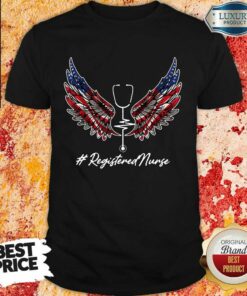 USA Nurse Angel Wings Patriotic American Flag 4th Of July Registered Nurse Shirt
