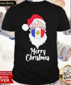 Funny Santa Claus Face Mask Merry Christmas Shirt