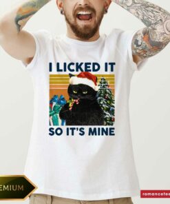 Nice Black Cat Santa I Licked It So It’s Mine Vintage Christmas Shirt