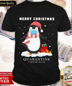 Penguin Face Mask Santa Merry Christmas Quarantine A New Day Of Life Shirt