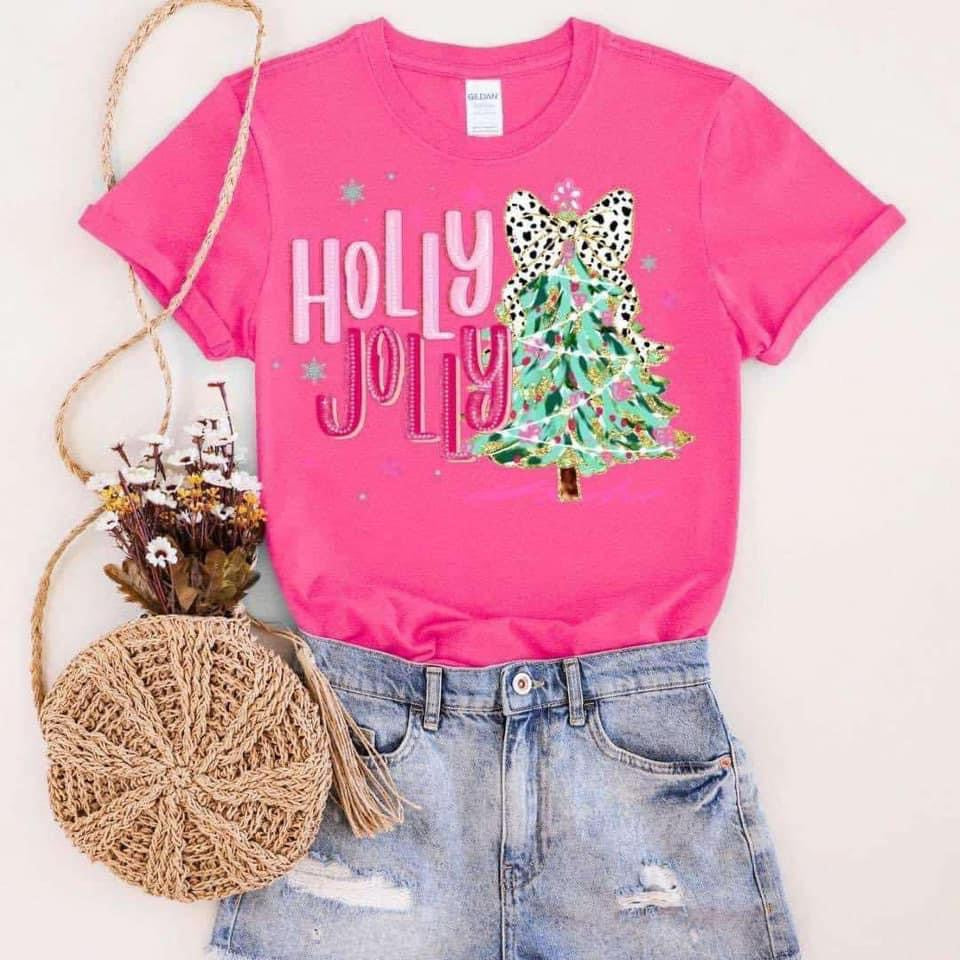 Holly Jolly Pink Tee Holly Jolly Pink Tee